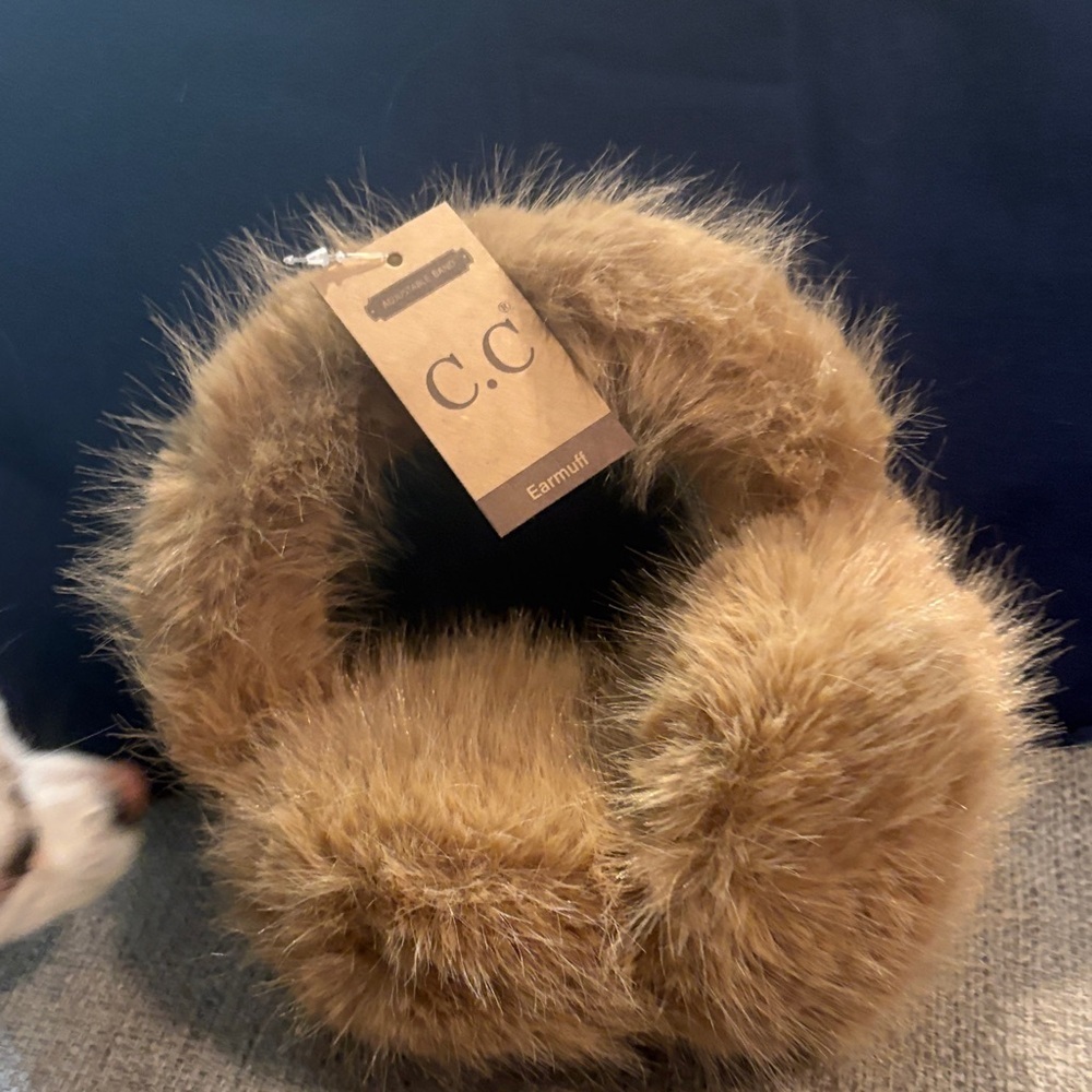 C.C Warm Brown Faux Fur Earmuffs. New